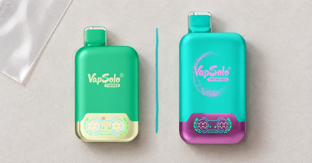 VapSolo Twins 20K y VapSolo Twins Pro 50K en una comparación cenital sobre papel